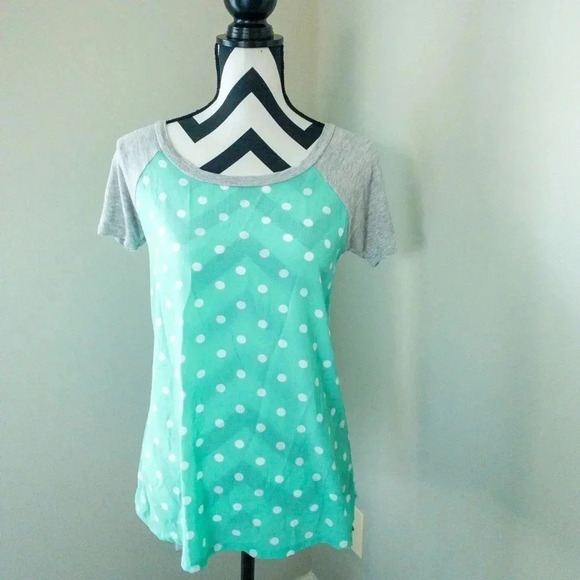 Brenda's Tops - Brenda's Teal‎ Polka Dot Shirt Small